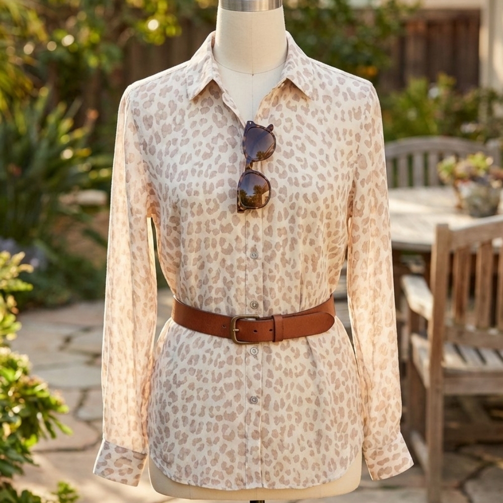 Equipment Femme Camouflage Pattern Silk Blouse Shirt